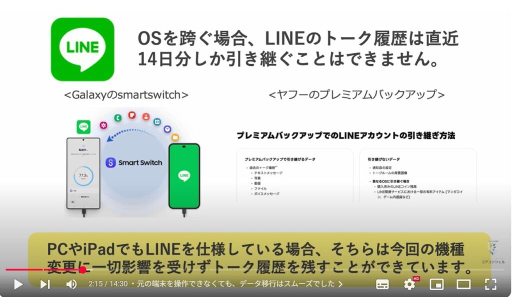 AndroidとiPhoneの違い：元の端末を操作できなくても、データ移行はスムーズでした