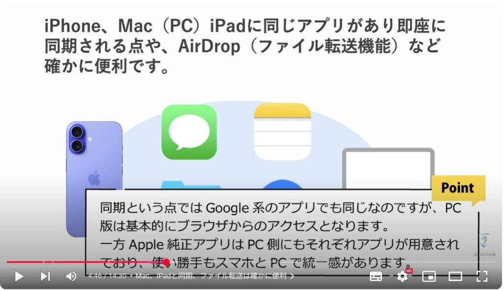 AndroidとiPhoneの違い：Mac、iPadと同期、ファイル転送は確かに便利