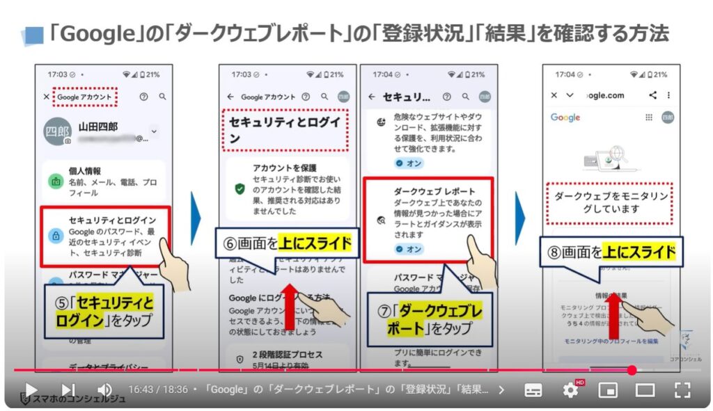 個人情報の流出を根底から断つ方法：「Google」の「ダークウェブレポート」の「登録状況」「結果」を確認する方法