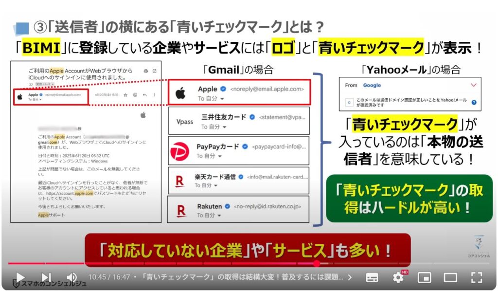 メールアドレスの偽装は可能！偽装の手口と今できる対策：③「送信者」の横にある「青いチェックマーク」とは？