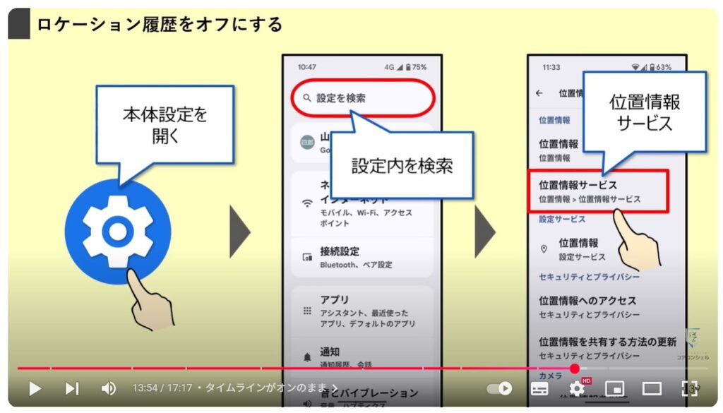 Androidスマホのやってはいけない設定9選:タイムラインがオンのまま