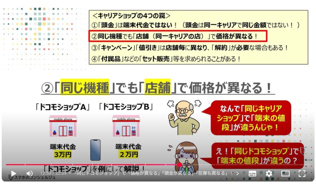 キャリアショップの4つの罠：②「同じ機種」でも「店舗」で価格が異なる！