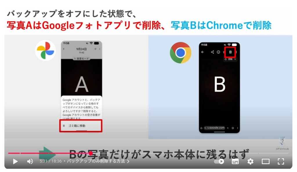 Googleフォトの写真だけを削除する方法：バックアップのみ削除する方法