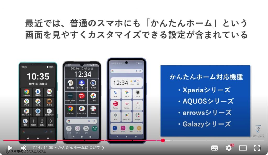 シニア向けスマホと普通のスマホの違い：かんたんホームについて