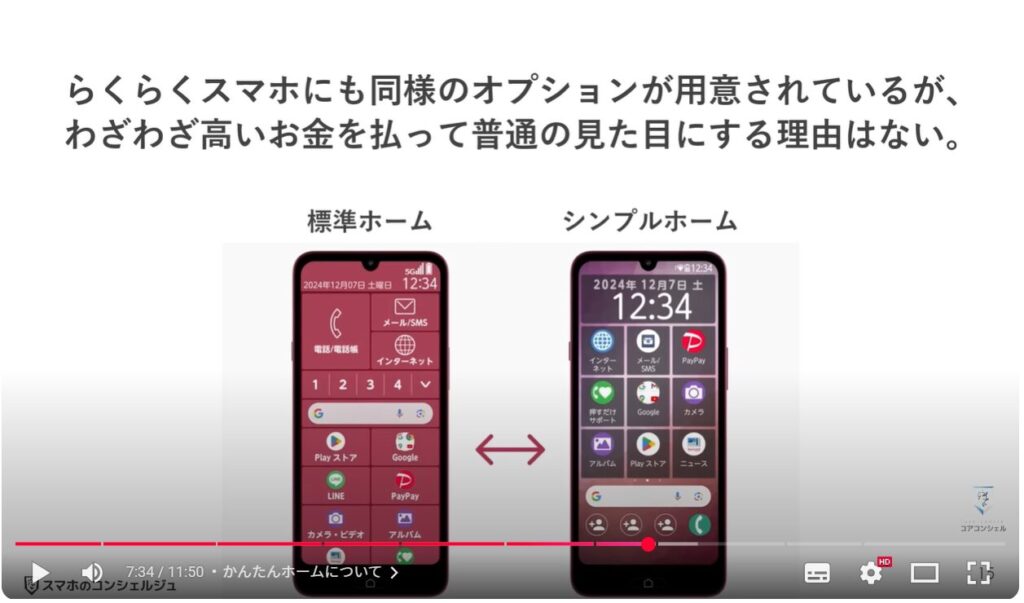 シニア向けスマホと普通のスマホの違い：かんたんホームについて
