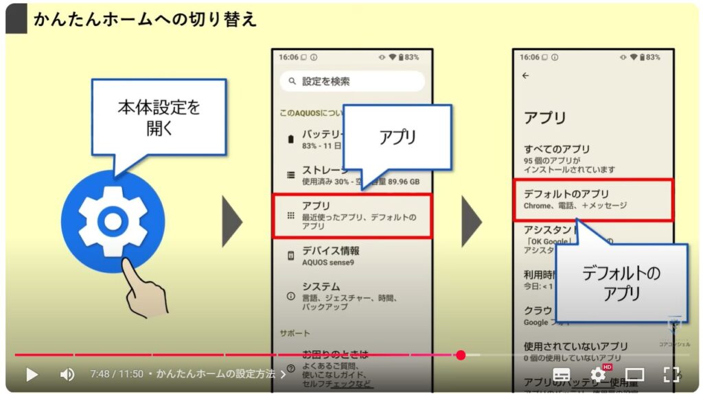 シニア向けスマホと普通のスマホの違い：かんたんホームの設定方法
