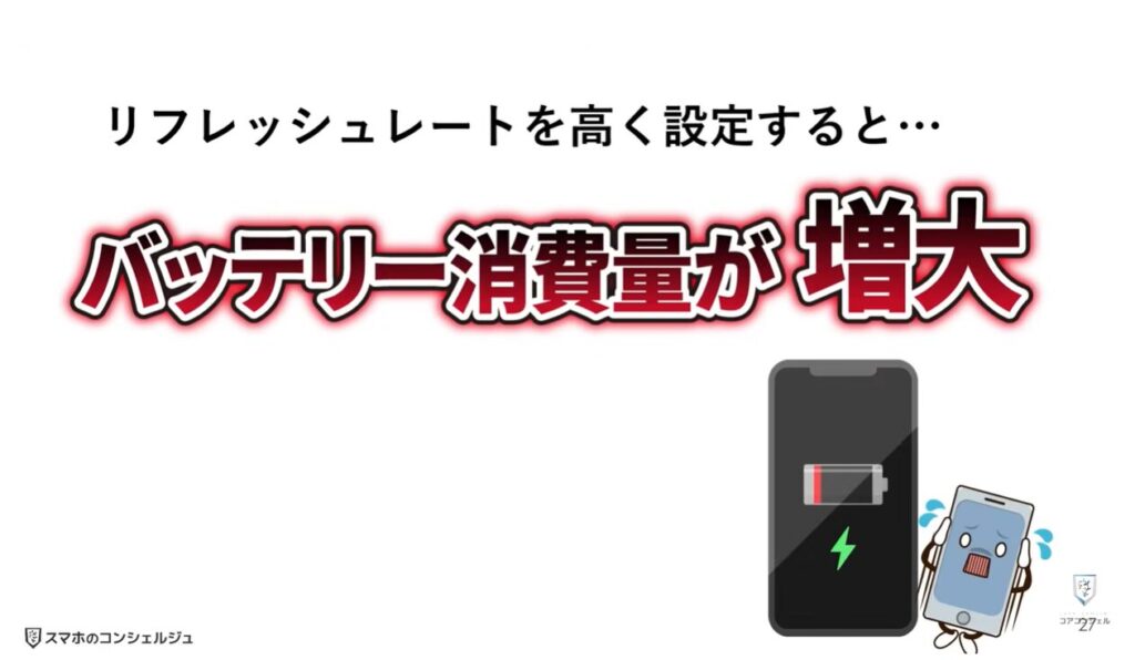AQUOSシリーズのスマホのおすすめ設定：リフレッシュレートの変更