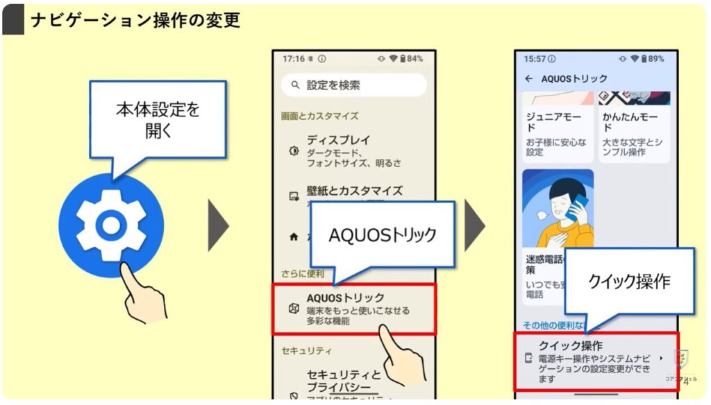 AQUOSシリーズのスマホのおすすめ設定:かこって検索