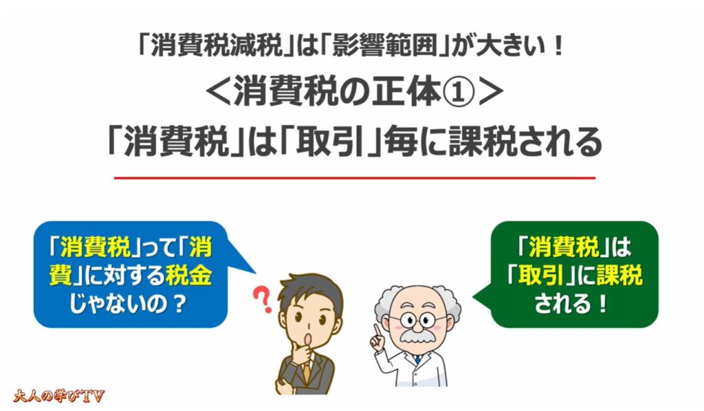 消費税減税が出来ない理由:<消費税の正体①>「消費税」は「取引」毎に課税される!