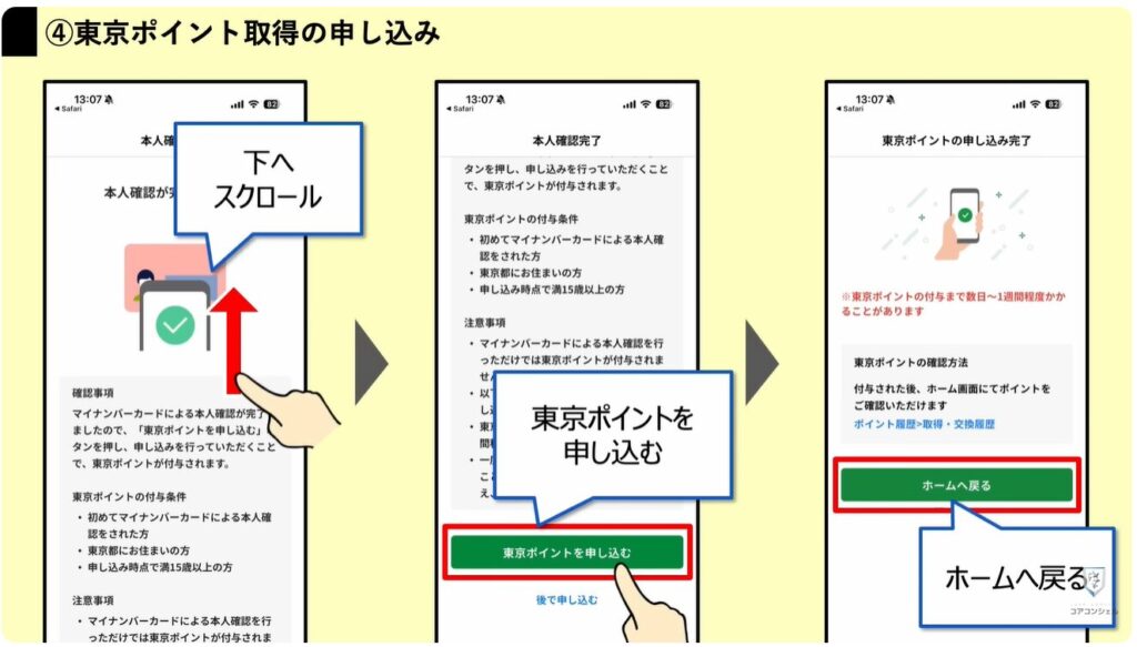 東京アプリで1.1万円相当を付与:マイナンバーカードによる本人確認と申し込み