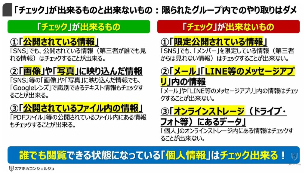 ネット上にある個人情報をチェックして削除できる:「チェック」が出来るものと出来ないもの:限られたグループ内でのやり取りはダメ