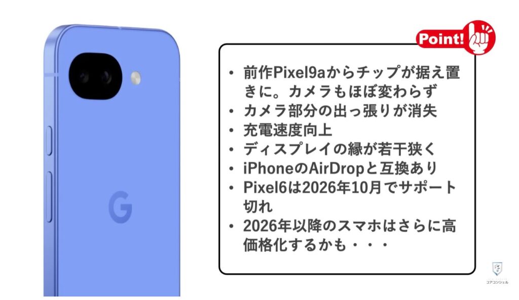 Google Pixel10a：競合機種と比較してみる