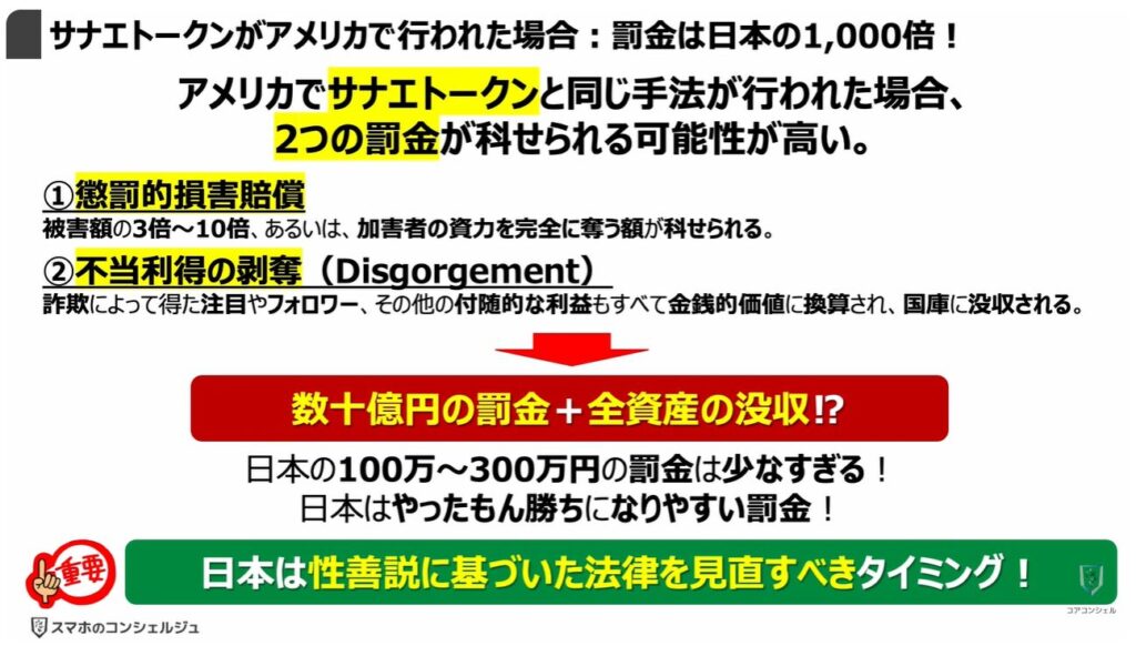 サナエトークンとは:「サナエトークン」がアメリカで行われた場合:「罰金」は日本の1,000倍!