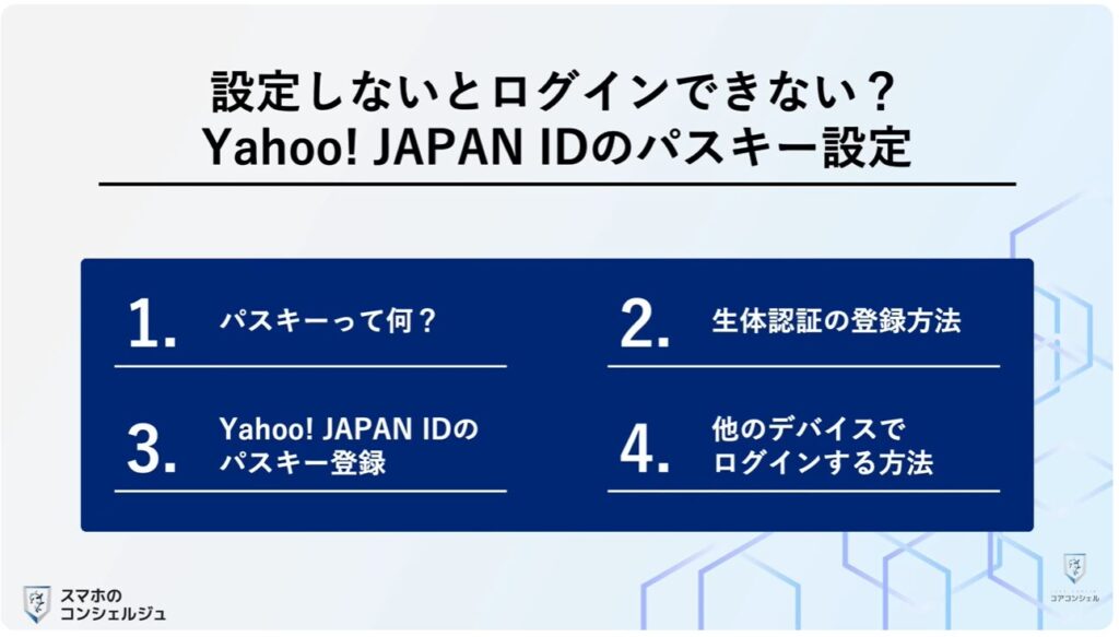 ヤフーのログイン方法（パスキー）