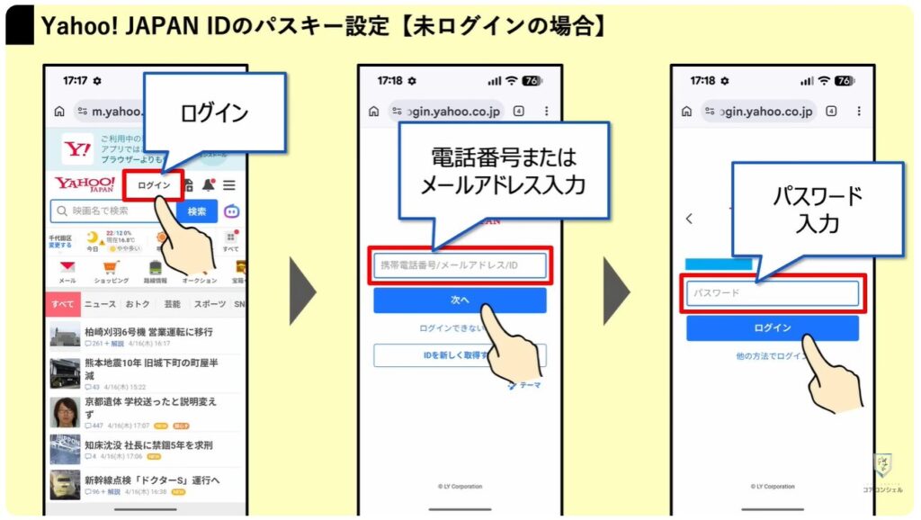 ヤフーのログイン方法（パスキー）：Yahoo! JAPAN IDのパスキー設定