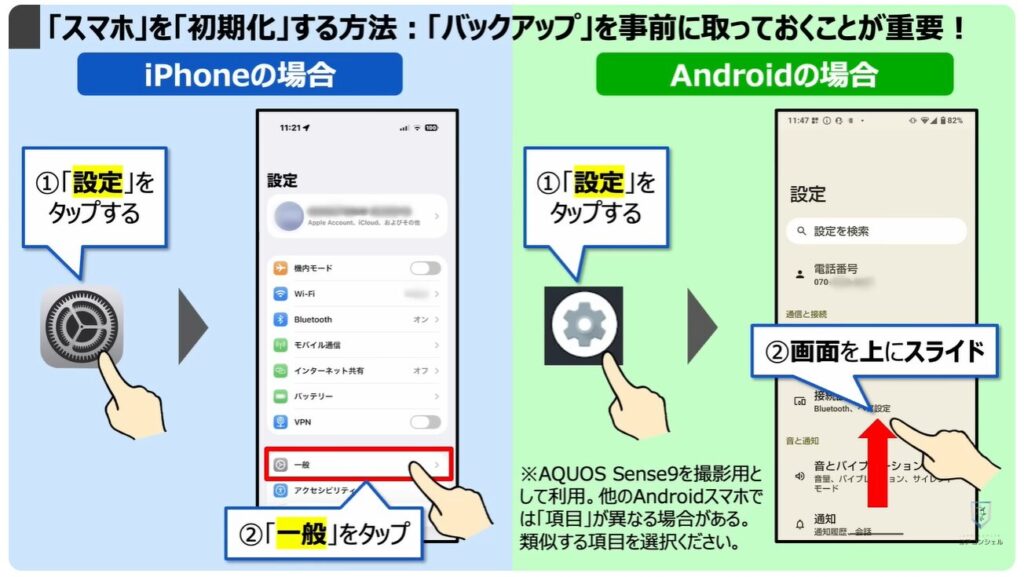 乗っ取りのサインと対処方法：「スマホ」を「初期化」する方法：「バックアップ」を事前に取っておくことが重要！