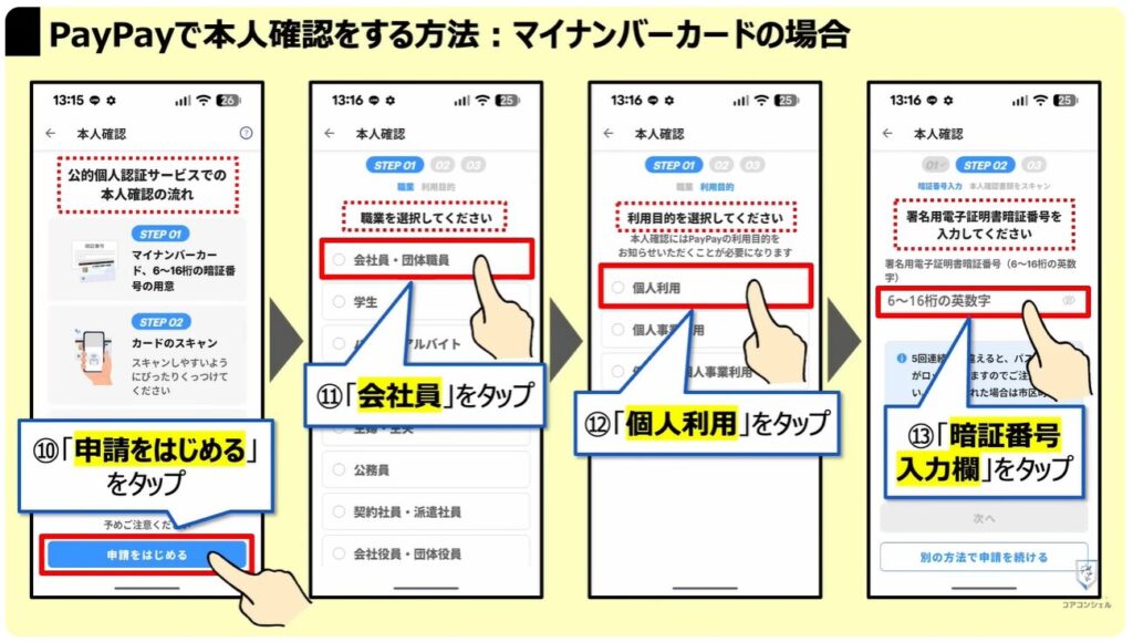 PayPayの還元ゼロ！本人確認必須：PayPayステップとは：PayPayで「本人確認」をする方法：マイナンバーカードの場合