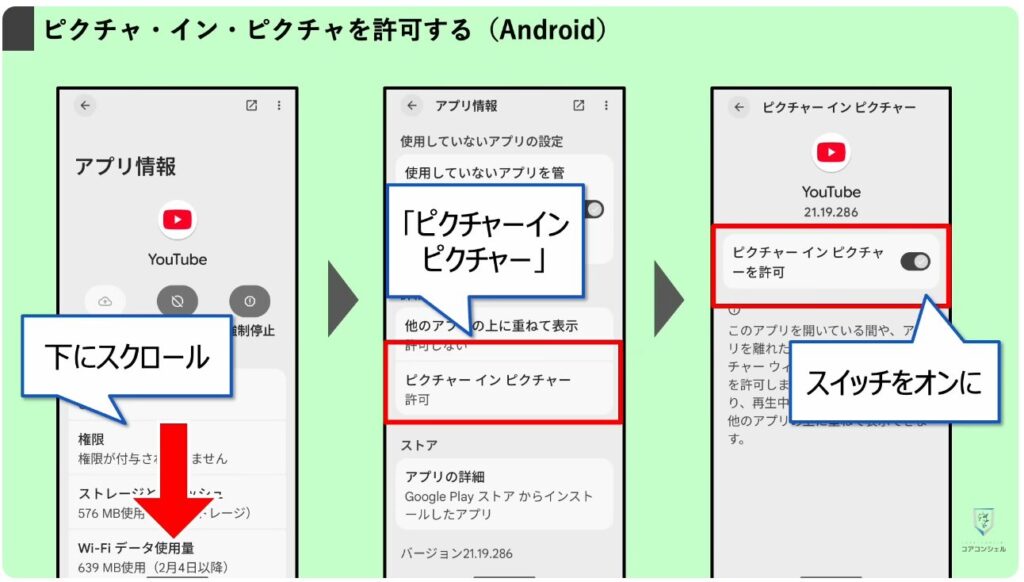 YouTube最新機能:設定からピクチャインピクチャを許可する