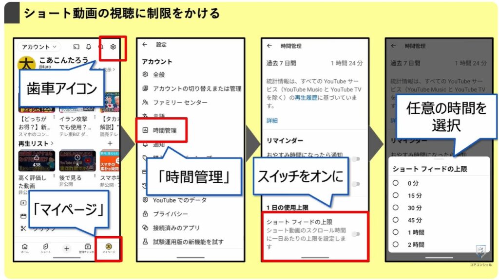 YouTube最新機能:ショート動画の使用時間を制限する