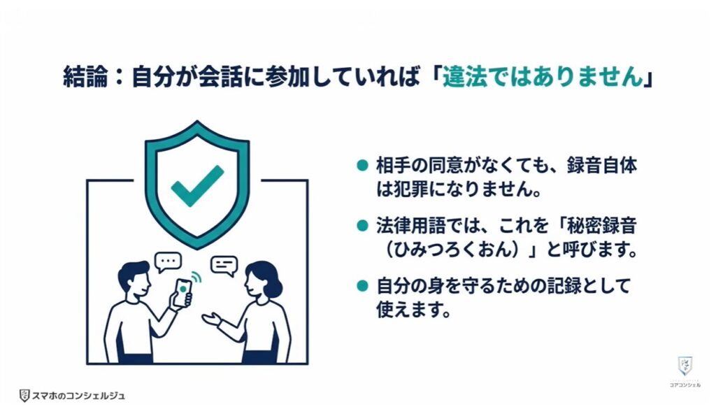 スマホの録音:相手に内緒で録音したら法律違反?