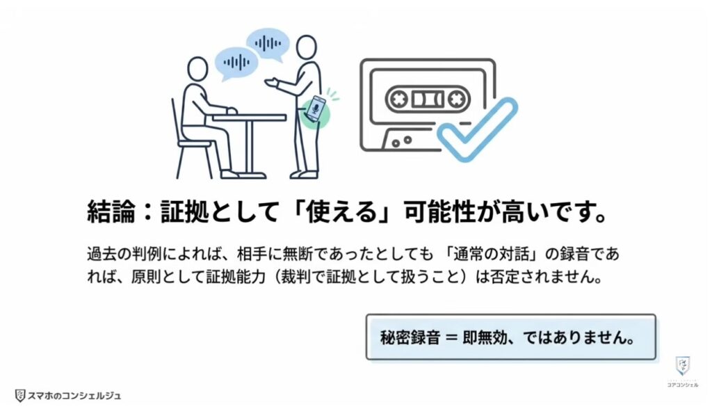 スマホの録音:無断で録音しても「証拠」になる?