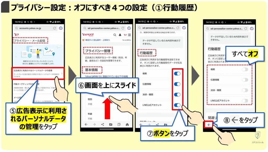 「オフ」にすべき設定と「位置情報履歴」を削除する方法:プライバシー設定:オフにすべき4つの設定(①行動履歴)