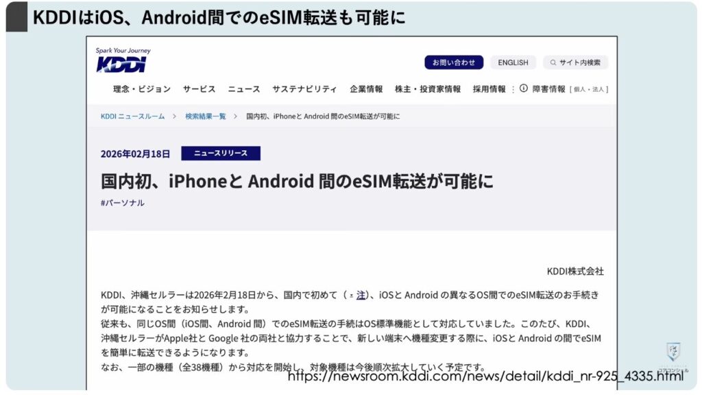 機種変更時の「SIM入れ替え」：iPhone↔Android間で転送可能に