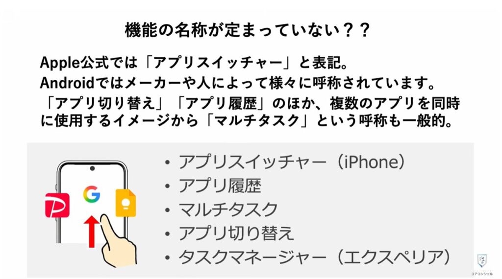 アプリの切り替え：この機能「何て呼ぶ？？」