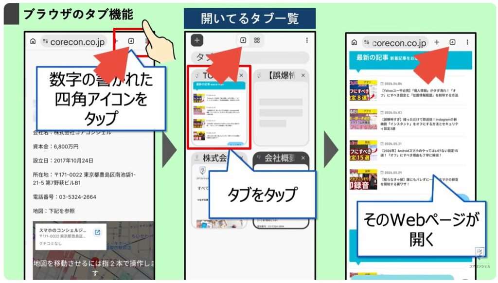 アプリの切り替え：混同しやすい「ブラウザのタブ」
