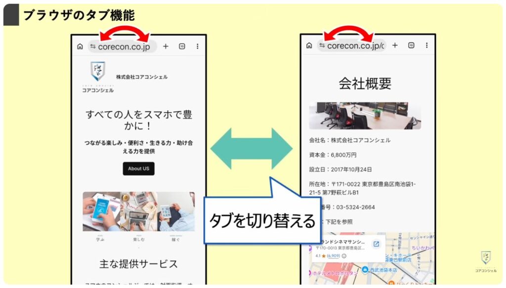 アプリの切り替え：混同しやすい「ブラウザのタブ」