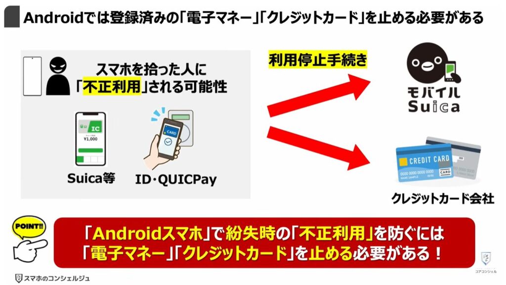 スマホの「電子マネー」「クレジットカード」が狙われる：Androidでは登録済みの「電子マネー」「クレジットカード」を止める必要がある！