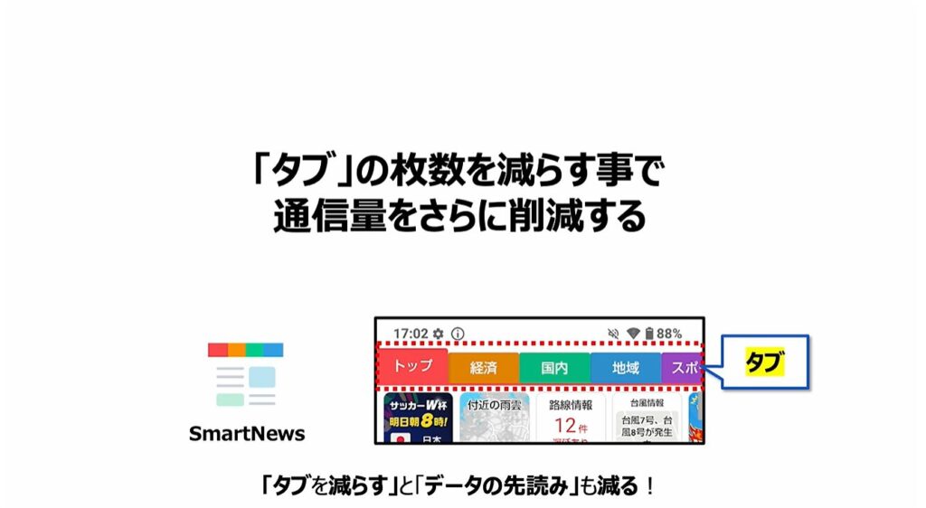通信量が倍増！正しい対処方法とは：「タブ」の枚数を減らす事で「通信量」をさらに削減する：SmartNewsの場合