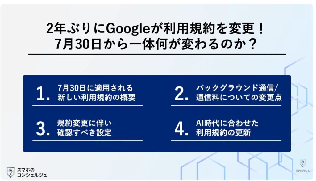 Googleの利用規約が変更