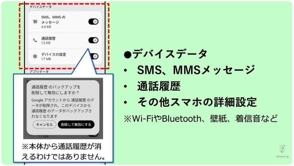 Androidのバックアップに関する重要なルールが変更:「その他のデバイスデータ」ページの操作