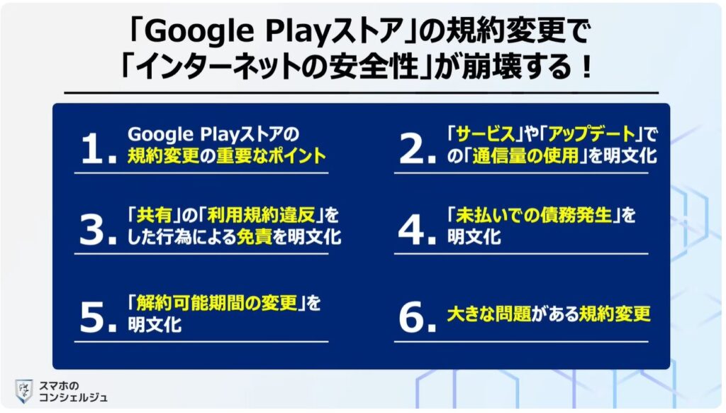 「Google Playストア」の規約変更