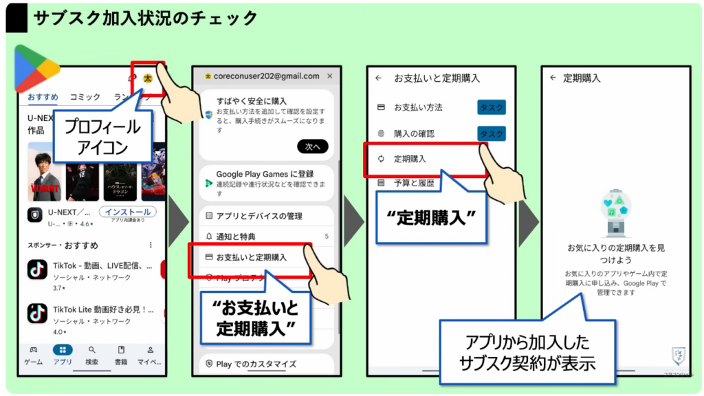 スマホの安全・快適設定：サブスクリプションの加入状況のチェック