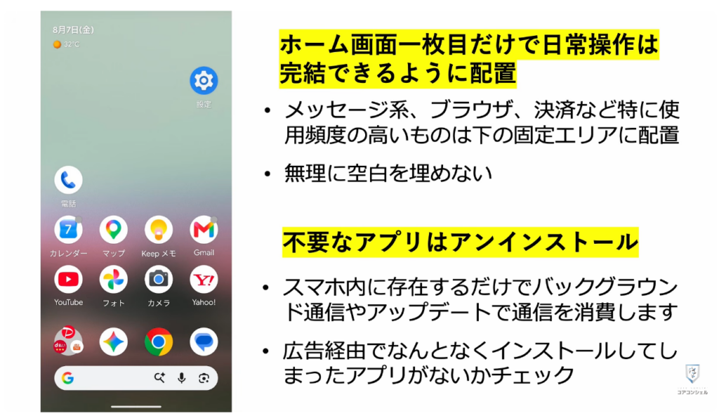 スマホの安全・快適設定（iPhone）：ホーム画面の整理
