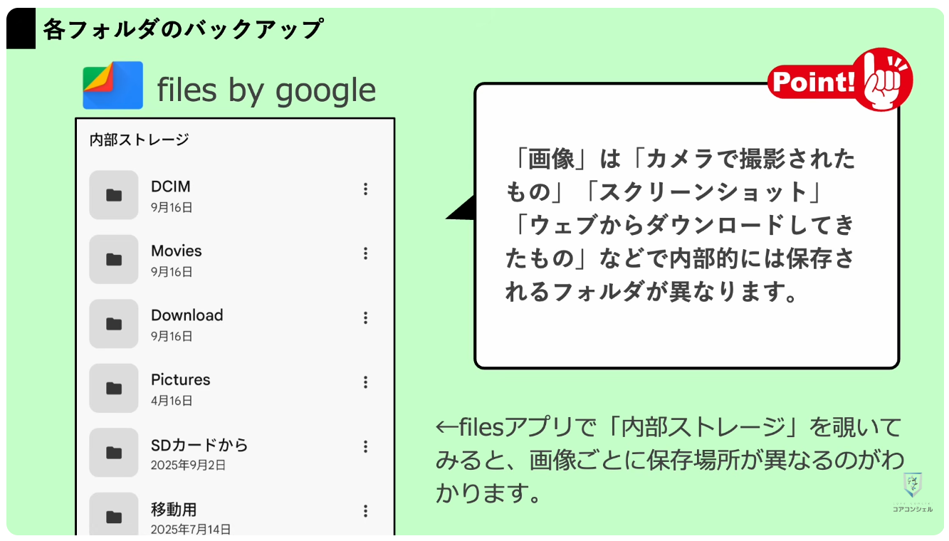 Googleフォトの最初にすべき設定：【Androidのみ】撮影した写真以外のバックアップ