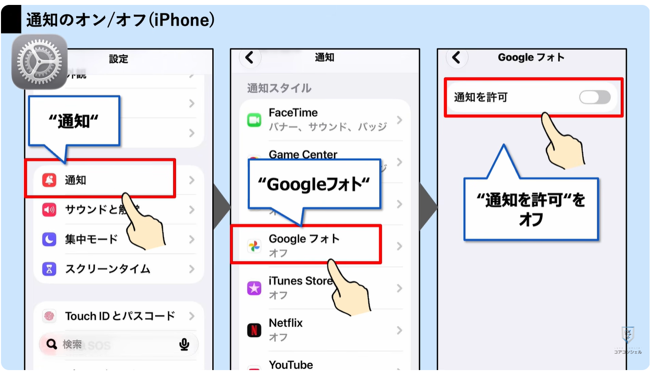 Googleフォトの最初にすべき設定：通知はオフがおすすめ