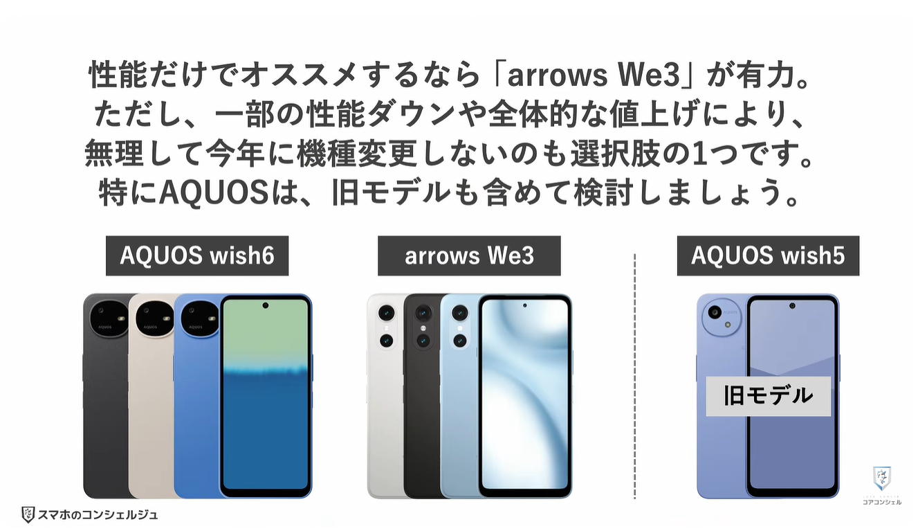 AQUOS wish6とarrows We3はどっちがオススメ：結論