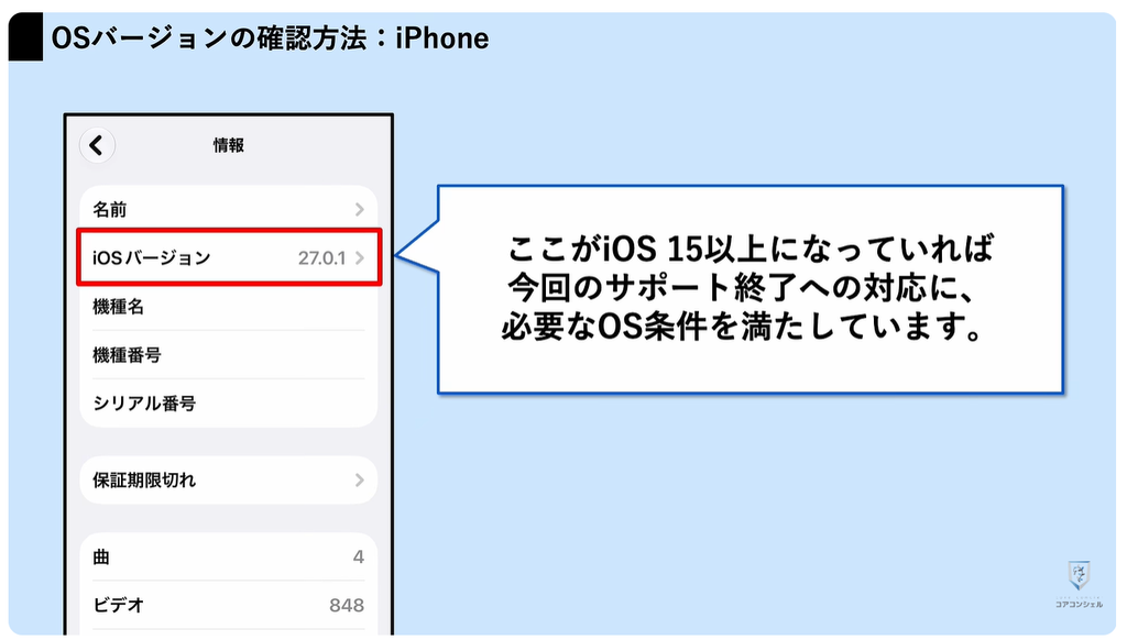 LINEが使えなくなる:iPhoneのOSバージョン確認