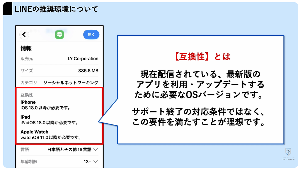 LINEが使えなくなる:iPhoneのOSバージョン確認